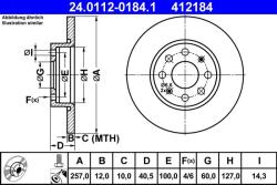 ATE Disc frana fata Opel Corsa D, Fiat Grande Punto ATE 24.0112-0184.1 (24.0112-0184.1)