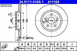 ATE Disc frana spate Toyota Avensis ATE 24.0111-0169.1 (24.0111-0169.1)