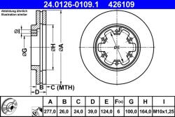 ATE Disc frana fata Nissan Terrano I/II, Ford Maverick ATE 24.0126-0109.1 (24.0126-0109.1)