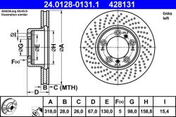ATE Disc frana perforat Porsche 911, Boxster ATE 24.0128-0131.1 (24.0128-0131.1)