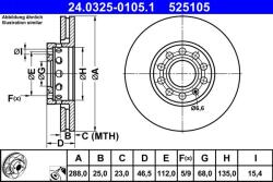 ATE Disc frana fata PowerDisc Audi A4 B5/B6, A6 C4 ATE 24.0325-0105.1 (24.0325-0105.1)