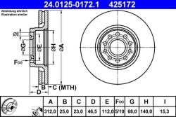 ATE Disc frana fata VW Passat B5.5, Passat B5 ATE 24.0125-0172.1 (24.0125-0172.1)