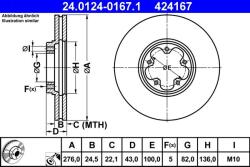 ATE Disc frana fata Ford Transit, Transit Tourneo ATE 24.0124-0167.1 (24.0124-0167.1)