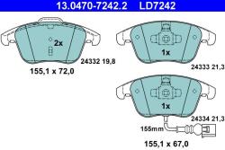 ATE Set placute frana ATE 13.0470-7242.2 (13.0470-7242.2)
