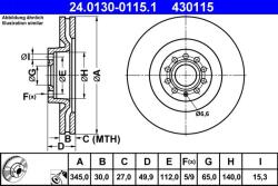 ATE Disc frana fata VW Passat B6, Audi A3 ATE 24.0130-0115.1 (24.0130-0115.1)
