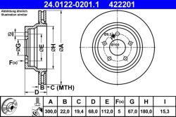 ATE Disc frana spate Mercedes Clasa E W211, CLS X218 ATE 24.0122-0201.1 (24.0122-0201.1)