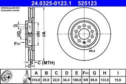 ATE Disc frana fata PowerDisc Seat Ibiza III, VW Bora I ATE 24.0325-0123.1 (24.0325-0123.1)