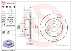 BREMBO Disc frana BREMBO 09. A922.14 (09.A922.14)