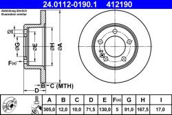 ATE Disc frana spate Renault Master III, Opel Movano B ATE 24.0112-0190.1 (24.0112-0190.1)