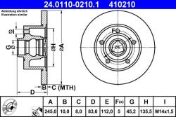 ATE Disc frana spate Audi A4 B5 ATE 24.0110-0210.1 (24.0110-0210.1)