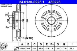 ATE Disc frana fata Jeep Grand Cherokee III, Commander ATE 24.0130-0223.1 (24.0130-0223.1)