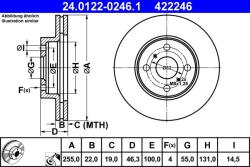 ATE Disc frana fata Toyota Yaris ATE 24.0122-0246.1 (24.0122-0246.1)