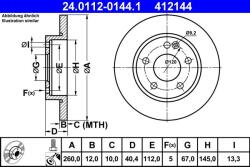 ATE Disc frana fata Mercedes Clasa A W168 ATE 24.0112-0144.1 (24.0112-0144.1)