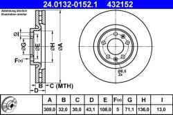 ATE Disc frana fata Peugeot 607 ATE 24.0132-0152.1 (24.0132-0152.1)
