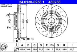 ATE Disc frana fata perforat Mercedes CLA C117/X117 ATE 24.0130-0238.1 (24.0130-0238.1)