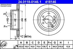 ATE Disc frana spate Mitsubishi Pajero IV ATE 24.0118-0146.1 (24.0118-0146.1)