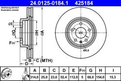 ATE Disc frana ATE 24.0125-0184.1 - fixbox