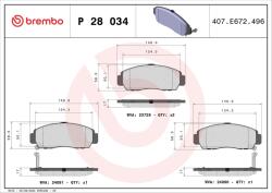 BREMBO Set placute frana BREMBO P 28 034 (P 28 034)