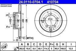 ATE Disc frana Mitsubishi Outlander I/II, Lancer VII ATE 24.0110-0704.1 (24.0110-0704.1)