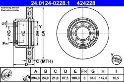 ATE Disc frana spate Iveco Daily VI, Daily IV ATE 24.0124-0228.1 (24.0124-0228.1)