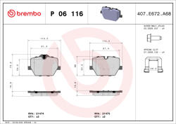 BREMBO Set placute frana BREMBO P 06 116 (P 06 116)
