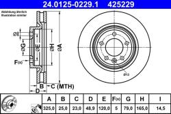 ATE Disc frana Land Rover Discovery V, Range Rover IV ATE 24.0125-0229.1 (24.0125-0229.1)