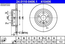 ATE Disc frana spate Land Rover Range Rover Evoque ATE 24.0110-0406.1 (24.0110-0406.1)
