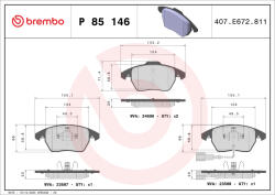 BREMBO Set placute frana axa fata BREMBO P85146 (P 85 146)