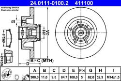 ATE Disc frana Renault Espace IV, VEL Satis ATE 24.0111-0100.2 (24.0111-0100.2)