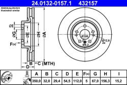 ATE Disc frana fata Mercedes ML W164, Clasa R W251 ATE 24.0132-0157.1 (24.0132-0157.1)