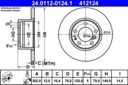 ATE Disc frana BMW Seria 5 E34 ATE 24.0112-0124.1 (24.0112-0124.1)
