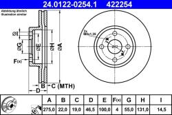 ATE Disc frana fata Toyota Yaris ATE 24.0122-0254.1 (24.0122-0254.1)