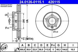ATE Disc frana fata VW Transporter T4, Sharan I ATE 24.0126-0115.1 (24.0126-0115.1)