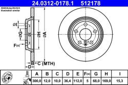 ATE Disc frana spate PowerDisc Audi A5, A4 B8 ATE 24.0312-0178.1 (24.0312-0178.1)
