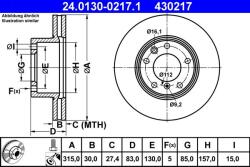 ATE Disc frana fata Mercedes Clasa G W463/W461 ATE 24.0130-0217.1 (24.0130-0217.1)
