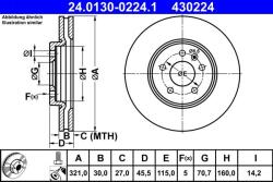 ATE Disc frana fata Opel Astra J, Zafira C ATE 24.0130-0224.1 (24.0130-0224.1)
