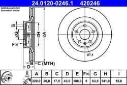 ATE Disc frana Volvo V90 II, XC60 II ATE 24.0120-0246.1 (24.0120-0246.1)