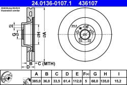 ATE Disc frana Audi A6 C6 ATE 24.0136-0107.1 (24.0136-0107.1)