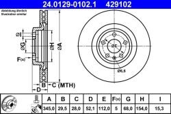 ATE Disc frana fata Audi A5, Q5 ATE 24.0129-0102.1 (24.0129-0102.1)