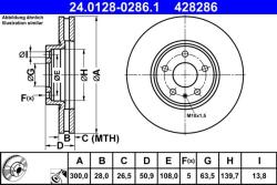 ATE Disc frana fata Ford Mondeo V ATE 24.0128-0286.1 (24.0128-0286.1)