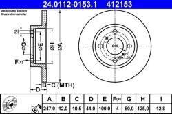 ATE Disc frana fata Opel Agila A, Suzuki Wagon R+ ATE 24.0112-0153.1 (24.0112-0153.1)