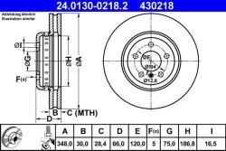 ATE Disc frana fata compus BMW Seria 5 F10/F11 ATE 24.0130-0218.2 (24.0130-0218.2)