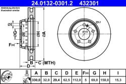 ATE Disc frana fata compus Mercedes Clasa E W213/A238 ATE 24.0132-0301.2 (24.0132-0301.2)