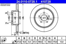 ATE Disc frana spate Subaru Legacy IV, Outback ATE 24.0110-0728.1 (24.0110-0728.1)