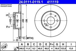 ATE Disc frana Fiat Panda, Tipo ATE 24.0111-0119.1 (24.0111-0119.1)