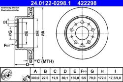 ATE Disc frana spate Peugeot Boxer, Citroën Jumper III ATE 24.0122-0298.1 (24.0122-0298.1)