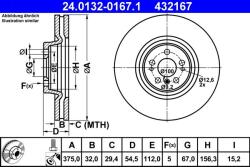 ATE Disc frana fata Mercedes GL X164, ML W164 ATE 24.0132-0167.1 (24.0132-0167.1)