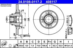 ATE Disc frana spate Renault Clio II ATE 24.0108-0117.2 (24.0108-0117.2)