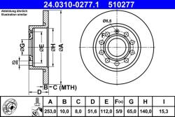 ATE Disc frana spate PowerDisc Seat Leon ATE 24.0310-0277.1 (24.0310-0277.1)
