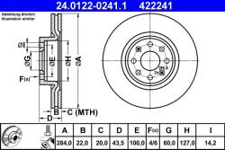 ATE Disc frana fata Opel Corsa D/E, Fiat Grande Punto ATE 24.0122-0241.1 (24.0122-0241.1)